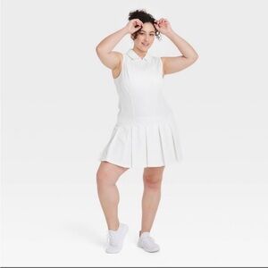 All in Motion White Polo Pleated Active Tennis Dress Size XXL Sporty Athletic